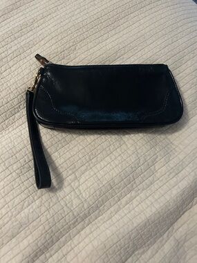 Talbots black leather wristlet